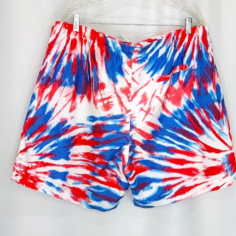 NASA Swim Shorts XL Tie Dye Patriotic Red White Blue Aldrin Family Foundation